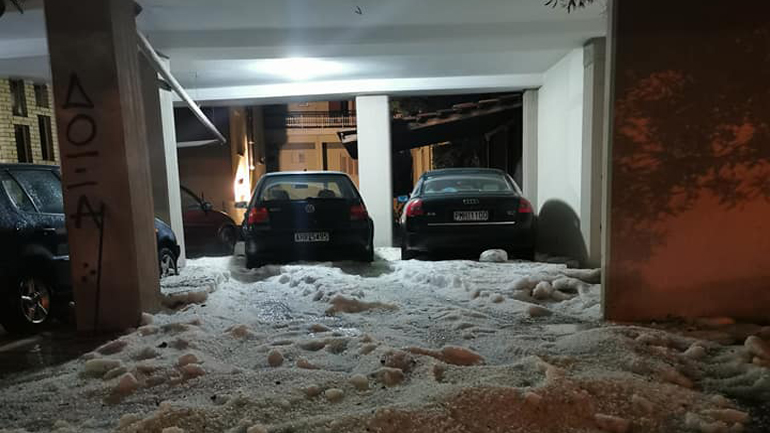 Πρωτοφανές χαλάζι στη Δράμα