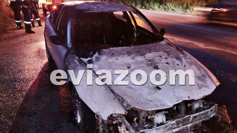 Πύρινος εφιάλτης για οδηγό στη Χαλκίδα: Το αυτοκίνητο πήρε φωτιά εν κινήσει