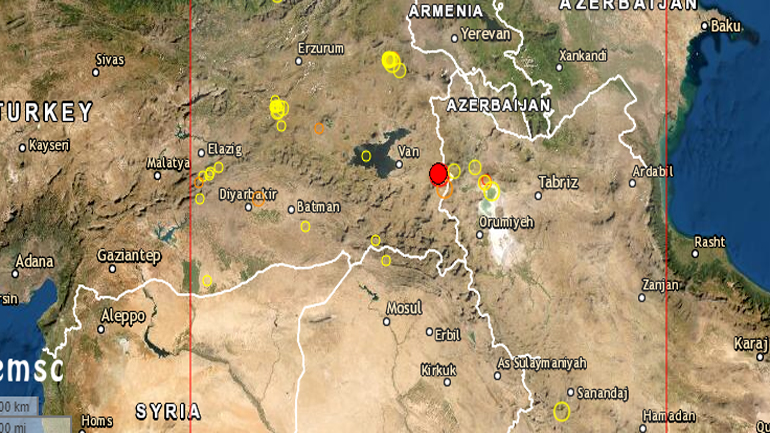 Σεισμική δόνηση μεγέθους 5,3 Ρίχτερ στα σύνορα Τουρκίας-Ιράν