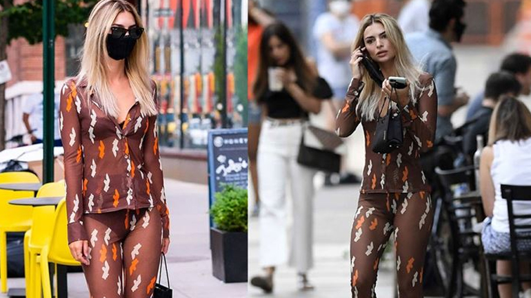 H sexy εμφάνιση της Emily Ratajkowski με see through outfit στη Νέα Υόρκη