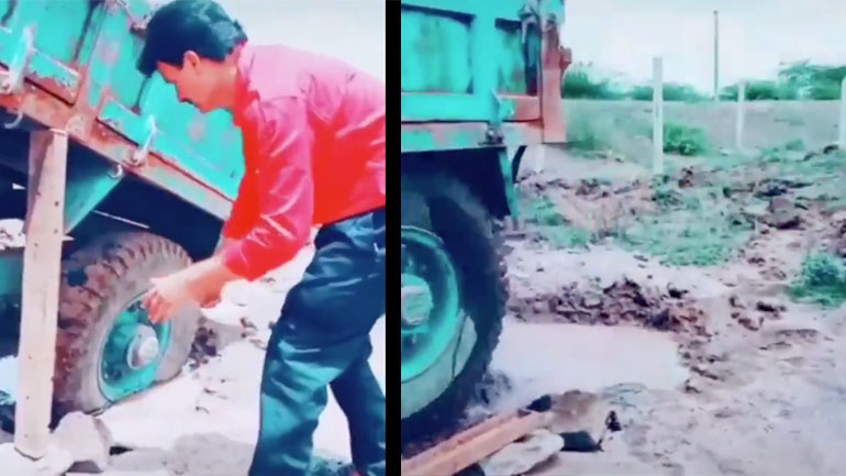 Μια τεχνική για να ξεκολλήσει ένα φορτηγό 