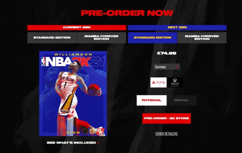 Η ευρωπαϊκή τιμή της standard έκδοσης του ΝΒΑ 2Κ21 για PlayStation 5 και Xbox Series X θα είναι €74,99