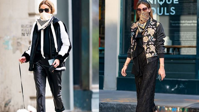 H Olivia Palermo μας δείχνει πώς να φορέσουμε ένα stylish φουλάρι ως μάσκα προστασίας