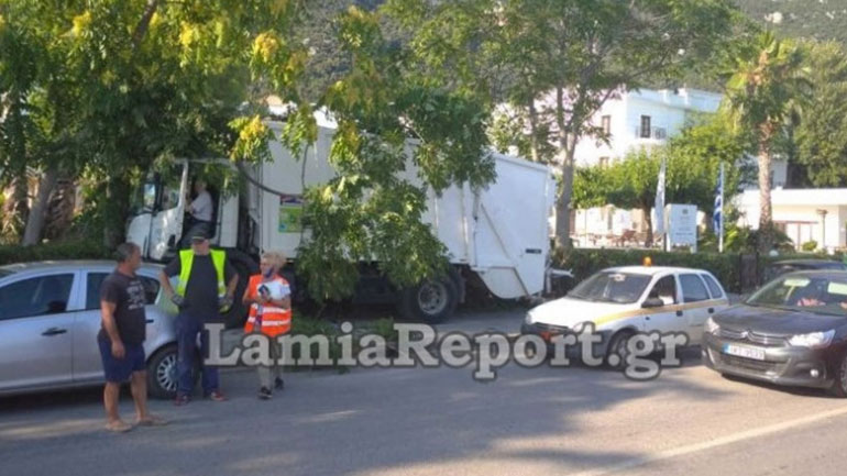 Καμένα Βούρλα: Σφήκα τσίμπησε οδηγό απορριμματοφόρου – Παρέσυρε δέντρο και ΙΧ