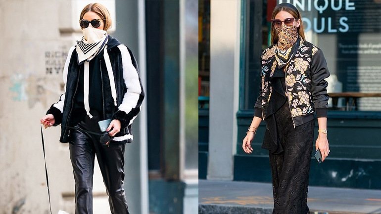Η Olivia Palermo μας δείχνει πώς να φορέσουμε ένα stylish φουλάρι ως μάσκα προστασίας