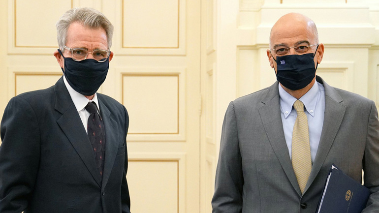 Συνάντηση ΥΠΕΞ Νίκου Δένδια με τον Αμερικανό πρέσβη Τζέφρι Πάιατ