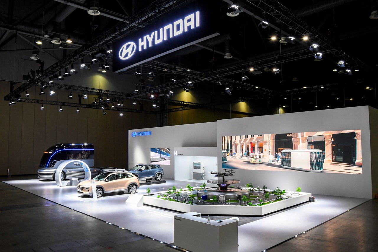 Το περίπτερο της Hyundai αστην έκθεση H2 Mobility + Energy Show 2020 που πραγματοποιήθηκε στην Κορέα