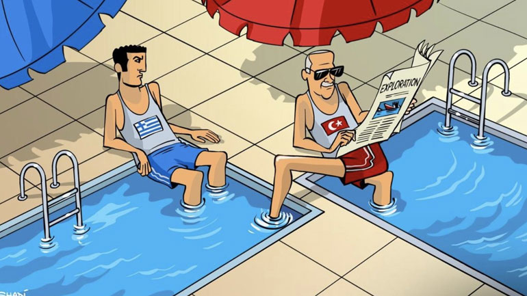 Νέο σκίτσο με τον Ερντογάν: Είναι καθιστός στην πισίνα του και απλώνει το ένα του πόδι… στην πισίνα της Ελλάδας