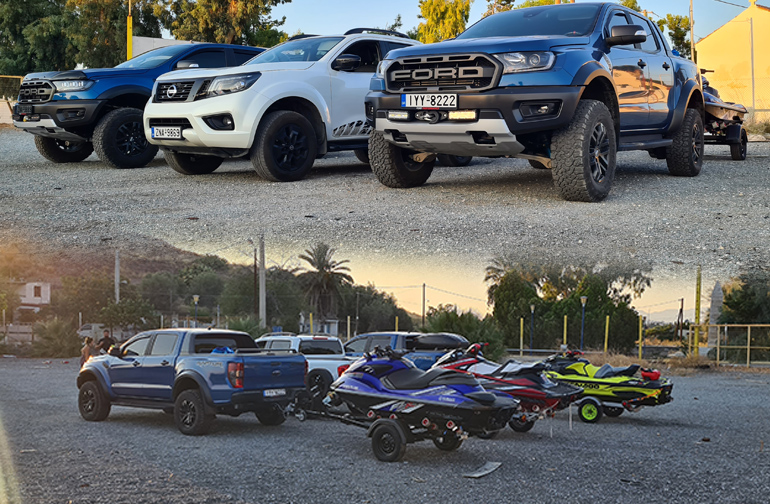 Το καλοκαίρι έφυγε ή είναι ακόμα εδώ; (Στη φωτό δύο Ford Ranger Raptor και ένα Nissan Navara N-Guard)