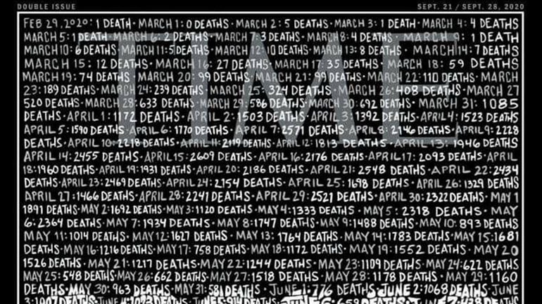 Κορωνοϊός: Το συγκλονιστικό εξώφυλλο του Time για τους 200.000 νεκρούς