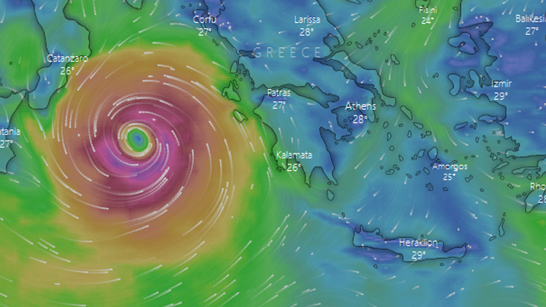 Παρακολουθήστε LIVE την πορεία του κυκλώνα «Ιανός»