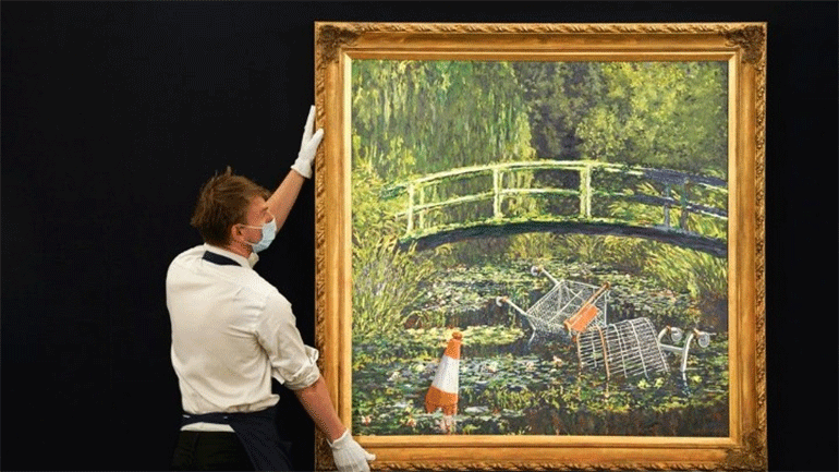 Banksy: Έργο εμπνευσμένο από αριστούργημα του Κλοντ Μονέ πωλείται σε δημοπρασία
