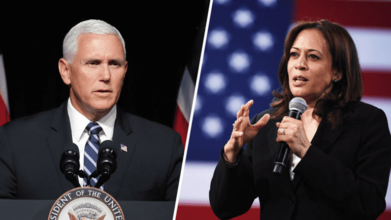 Πλεξιγκλάς ανάμεσα σε Μάικ Πενς και Κάμαλα Χάρις στη διάρκεια της τηλεμαχίας τους