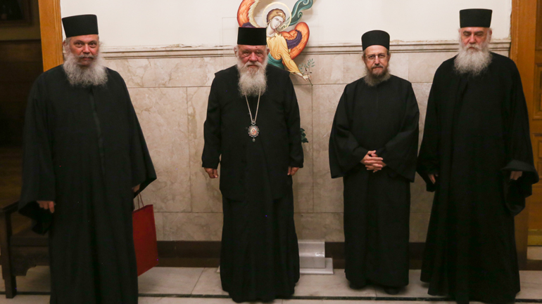 Συνάντηση Αρχιεπισκόπου με εκπροσώπους της Ιεράς Κοινότητας του Αγίου Όρους