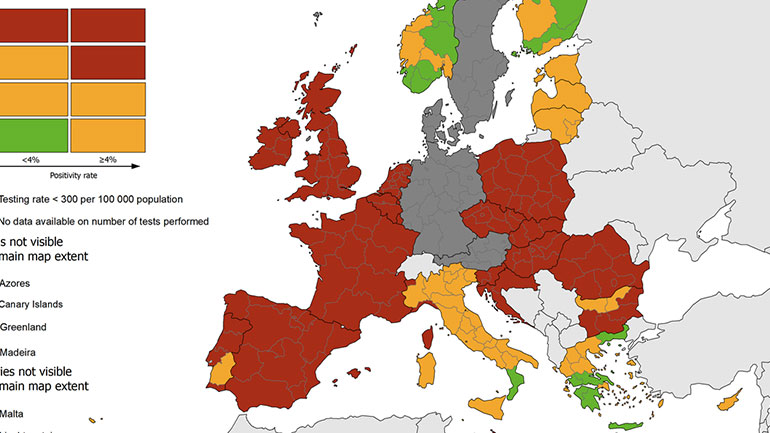 Σχετικά ασφαλής η Ελλάδα – Τι δείχνει ο ευρωπαϊκός επιδημιολογικός χάρτης