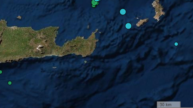 Σεισμός 3,4 Ρίχτερ βoρειοανατολικά της Κρήτης