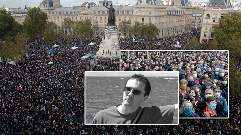 Γαλλία: Χιλιάδες πολίτες αποτίνουν φόρο τιμής στη μνήμη του Σαμιέλ Πατί