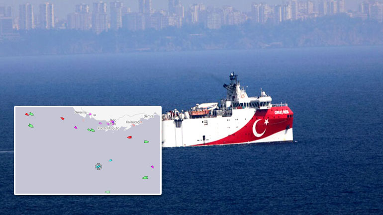 Στα 11,2 μίλια από το Καστελόριζο έφτασε χθες το Oruc Reis – Τώρα απομακρύνεται – Δείτε πού βρίσκεται Στα 11,2 μίλια από το Καστελόριζο έφτασε χθες το Oruc Reis – Τώρα απομακρύνεται – Δείτε πού βρίσκεται