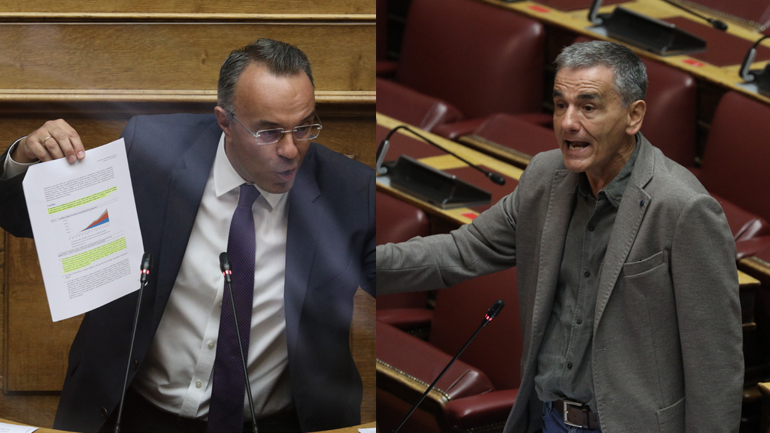 Αντιπαράθεση Σταϊκούρα-Τσακαλώτου στη Βουλή κατά την πρόταση δυσπιστίας