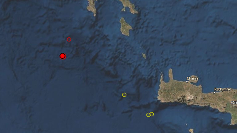 Σεισμός 3,9 Ρίχτερ νοτιοδυτικά των Κυθήρων