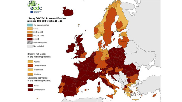 Κορωνοϊός: Πού βρίσκεται η Ελλάδα σύμφωνα με τους χάρτες του ECDC 