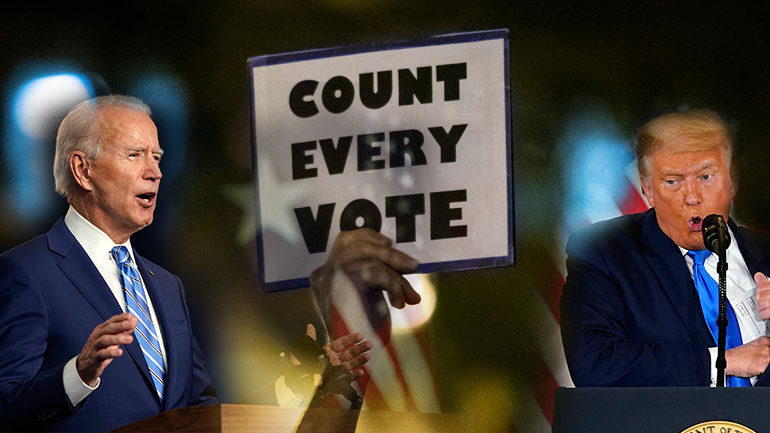 Μπάιντεν: «Κάθε ψήφος πρέπει να μετρηθεί» – Τραμπ: «Σταματήστε την καταμέτρηση!»