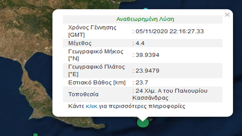 Σεισμική δόνηση 4,4R στη Χαλκιδική