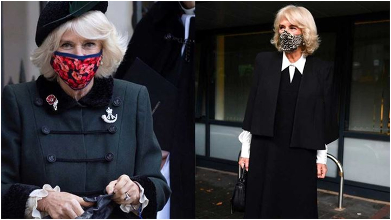 Φλοράλ, μιλιτέρ, λεοπάρ δείτε τις εντυπωσιακές μάσκες της Camilla Parker