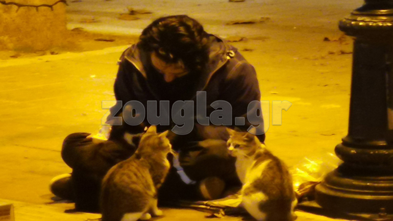 Άστεγος στην Κηφισιά φροντίζει αδέσποτες γάτες μέσα στην πανδημία