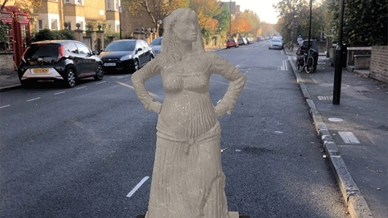 Αγάλματα σημαντικών Μαύρων, με μια εφαρμογή διευρυμένης πραγματικότητας