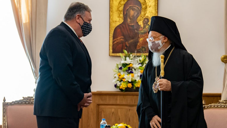 Με τον Πατριάρχη Βαρθολομαίο συναντήθηκε ο Πομπέο