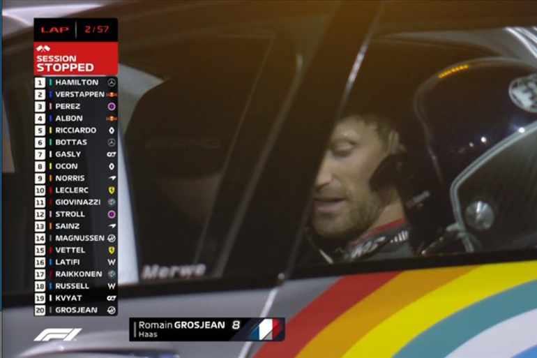 Η πρώτη εικόνα που έδειξαν οι διοργανωτές για να δείξουν πως είναι καλά ο πιλότος της HAAS