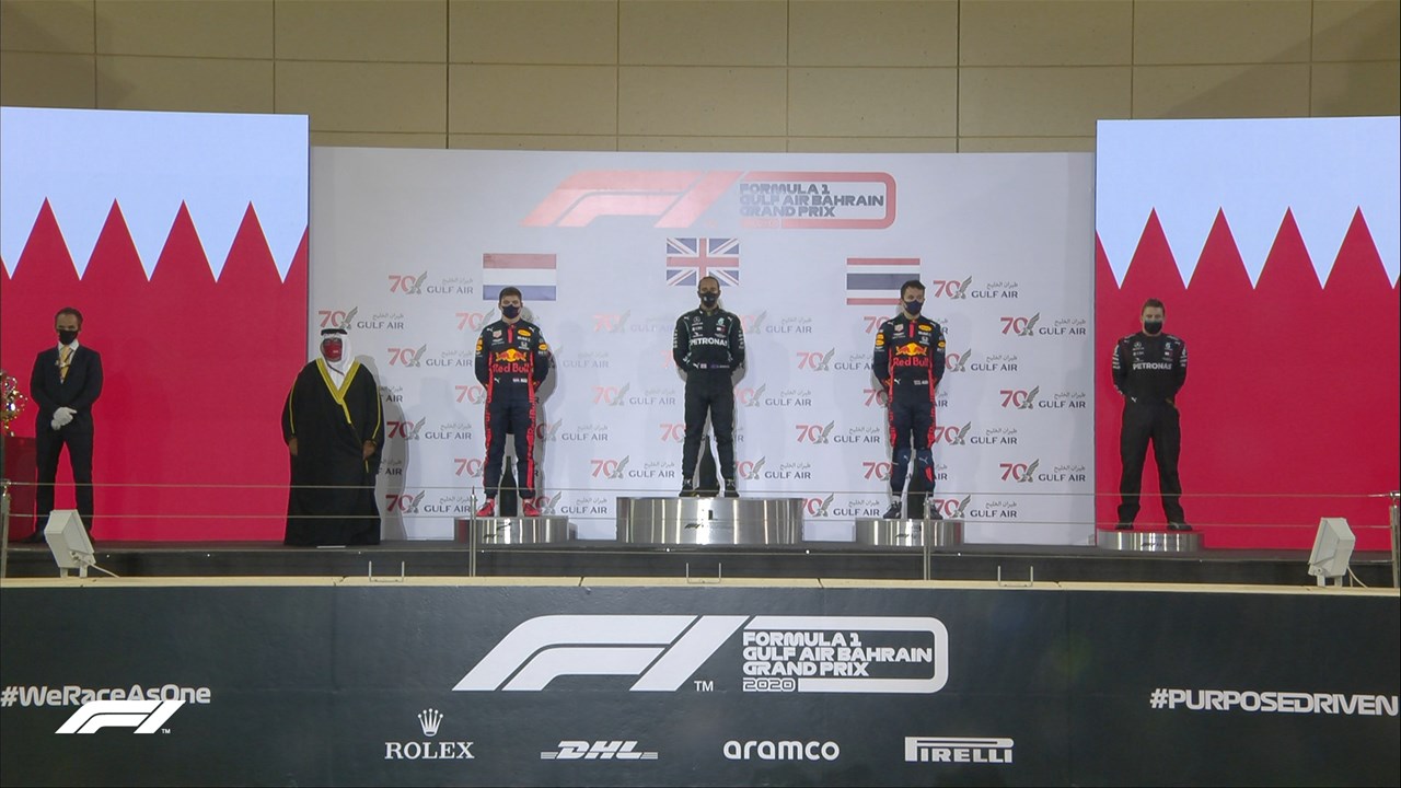 Το βάθρο στο Μπαχρέιν: Hamilton, Verstappen και Albon