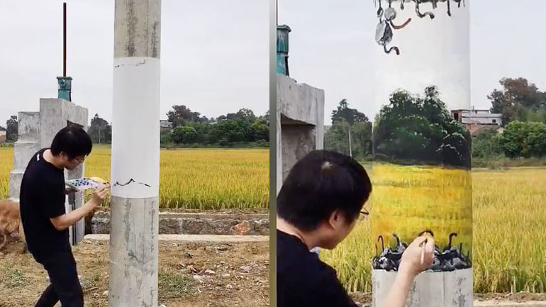 Οπτική ψευδαίσθηση σε μια κολόνα 