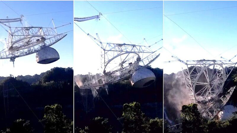 Drone κατέγραψε τη στιγμή της κατάρρευσης του τηλεσκόπιου Arecibo