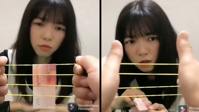 Μαγικό κόλπο με ένα χαρτονόμισμα και λαστιχάκια