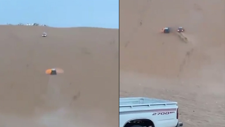 Πώς σβήνει ένα φλεγόμενο όχημα στην έρημο