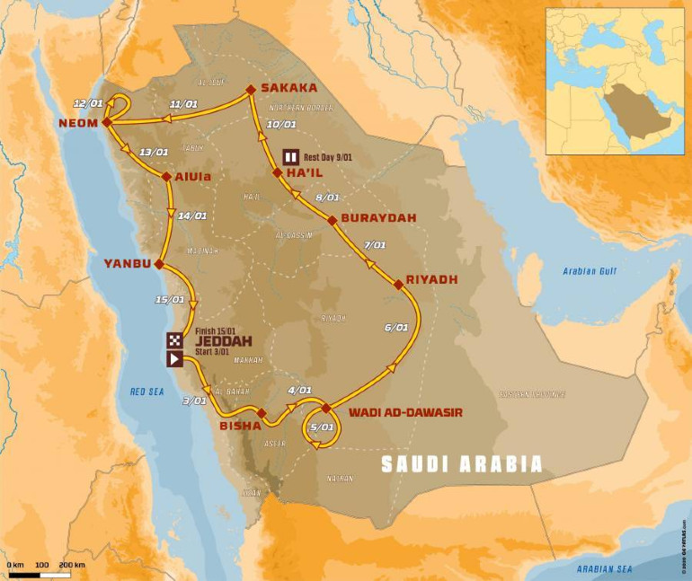 Ο χάρτης του Dakar 2021...
