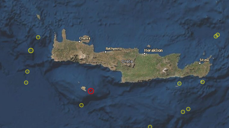 Σεισμός 4,6 Ρίχτερ ανατολικά της Γαύδου