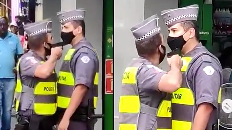 Aστυνομικός βγάζει όπλο σε συνάδελφό του