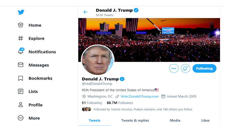 Το Twitter κατέβασε τον λογαριασμό του Τραμπ!