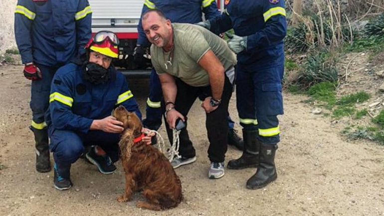 Συγκινητική διάσωση σκύλου που έπεσε σε πηγάδι στη Μύκονο