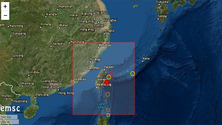 Σεισμός 4,9 Ρίχτερ στην Ταϊβάν
