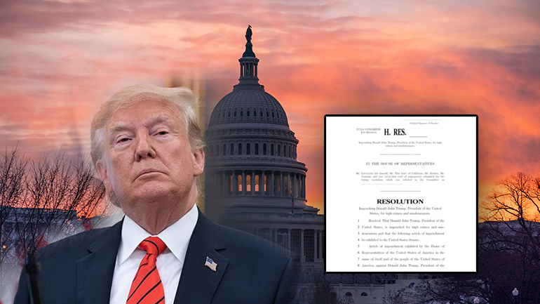 Κατατέθηκε στη Βουλή των Αντιπροσώπων η πρόταση αποπομπής Τραμπ