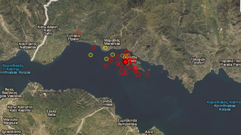 Νέα σεισμική δόνηση 4,1 Ρίχτερ ανατολικά της Ναυπάκτου