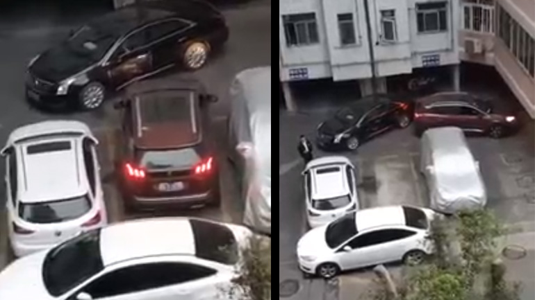 Αυτοκινητιστής μπλοκαρισμένος σε ένα πάρκινγκ Αυτοκινητιστής μπλοκαρισμένος σε ένα πάρκινγκ