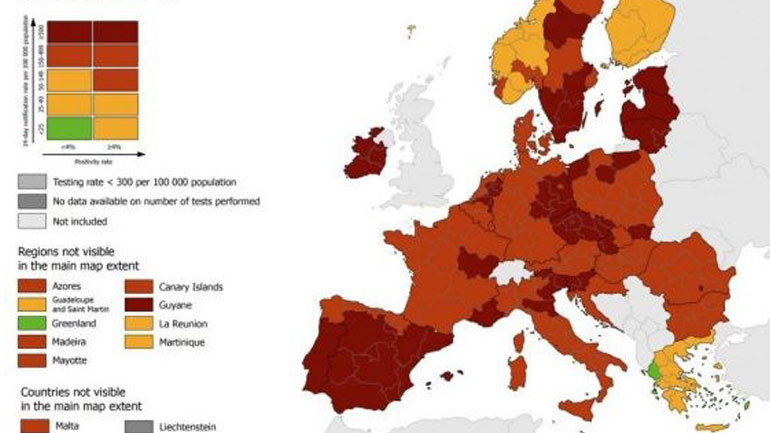 Νέα ζώνη στον χάρτη του ECDC: Τι αλλάζει στις μετακινήσεις εντός Ε.Ε λόγω των μεταλλάξεων