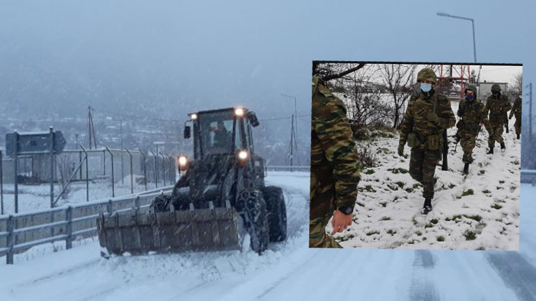 Στους δρόμους ο στρατός για την αποκατάσταση των προβλημάτων από την κακοκαιρία