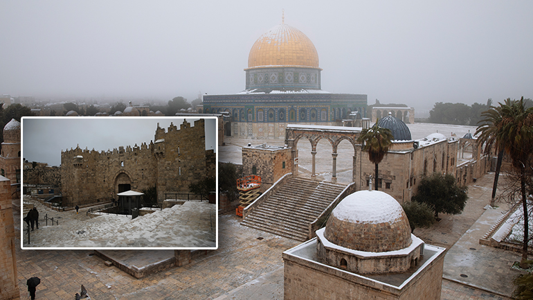 Σπάνιες εικόνες στη Μέση Ανατολή – «Στα λευκά» ντύθηκε η Ιερουσαλήμ