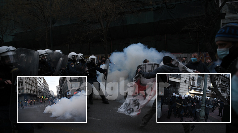 Επεισόδια στο κέντρο της Αθήνας με δακρυγόνα και προσαγωγές σε συγκέντρωση για τον Δ. Κουφοντίνα